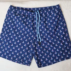 LRD Performance Swim Trunk Men Large Blue Shark All Over Print AOP Lined Stretch - Picture 1 of 15