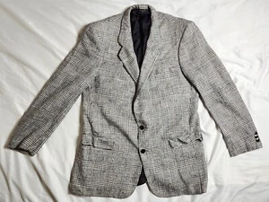 Bachrach Men's Gray Plaid Blazer Size 44 Professional Coat SILK - Picture 1 of 24