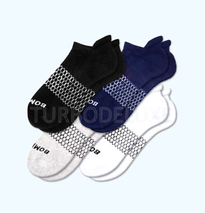4 PACK - Bombas Solids Ankle Socks - Medium - White / Navy / Grey / Black - New!