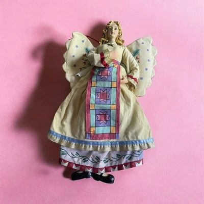 House of Lloyd Angel Blonde Folk Art Shelf Sitter Ornament Resin Cloth 13” - Image 1 of 4