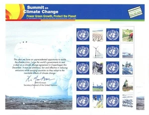UN 2009 PERSONALIZED SUMMIT OF CLIMATE CHANGE SHEET SCOTT 994 MNH (S-33 VER-2) - Picture 1 of 1