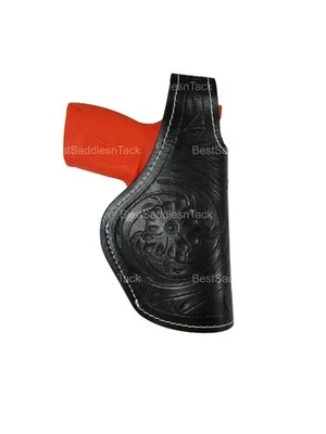 Smith & Wesson M&P Shield 45 Holster Floral Tooled Thumb Retention 3 Way Carry - Image 1 of 4