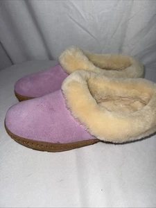 LL Bean Wicked Good Squam Lake Lambs Wool Pink Slippers Womens 8M - Picture 1 of 11