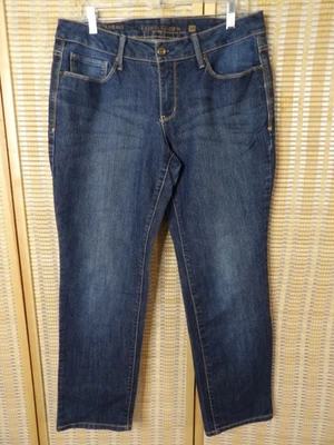 Women's Faded Glory Size 14 (34x30) Straight Leg Mid-Rise Blue Denim Jeans - Image 1 of 4