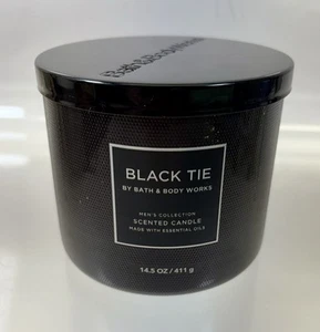 Bath & Body Works Kerze Black Tie 14,5 oz 3 Docht schwarzes Glas Sandelholz - Bild 1 von 12