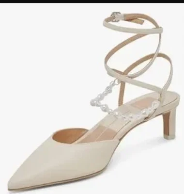 Tacones Dolce Vita Loklyn Pearl de cuero vainilla talla 7,5 nuevos en caja detalles de perlas sintéticas Foto 1 de 4