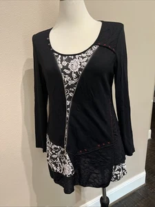NWT Dzhavael Couture Black Gray Top Sz XL - Picture 1 of 7