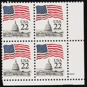 US USA Sc# 2114 MNH FVF PLATE # BLOCK Flag over Capitol Dome - Picture 1 of 1