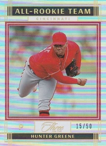 Hunter Greene 2022 Panini Three and Two All Rookie Team Holo Gold #13 /50 - Bild 1 von 3