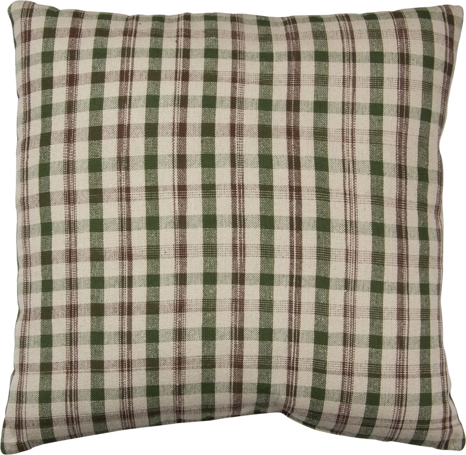 NEW~Decorative Pillow~Gingham Pattern~Primitive/Country/Linen/Cotton/Green/Brown - Image 1 of 1