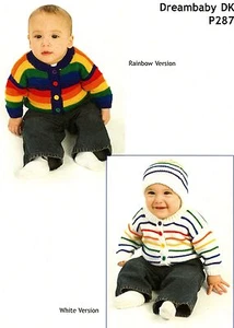Plymouth Knitting Pattern P287 Dreambaby DK Baby Cardi, Hat & Helmet NB-24months - Picture 1 of 4