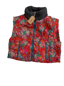 Natural Life Floral Gray fleece Puffer vest Size XS NWT - Picture 1 of 4