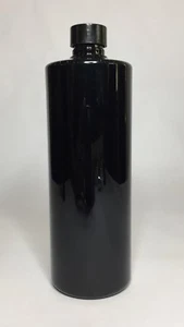 500ml PET Plastic Black Cylindrical Bottle & Smooth Black ScrewOn Top ANY AMOUNT - Picture 1 of 1