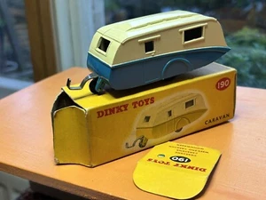Dinky Toys #190 blue/cream caravan VGOOD in FAIR original Box - Picture 1 of 9