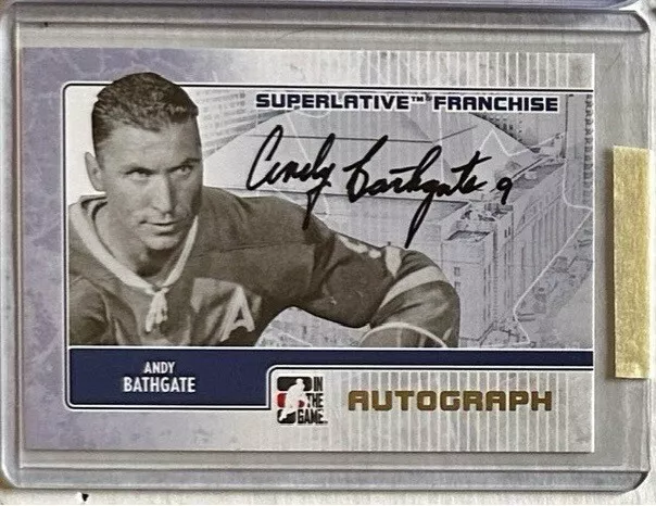 2008-09 ITG Superlative Franchise Autographs Gold Andy Bathgate HOF Auto SP /10 - Image 1 of 1