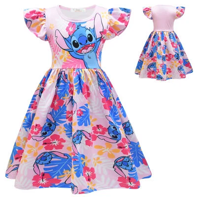 Lilo & Stitch Girls Princess Dress Cute Stitch Baby Dresses Ruffle Sleeveless  - Image 1 of 4