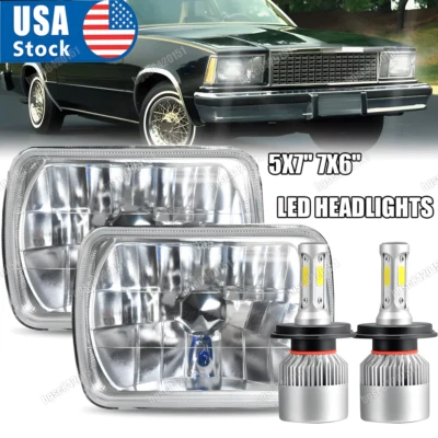 Pair For 1978-1981 Chevy Malibu El Camino 5X7" 7x6"Led Headlights Hi-Lo Beam DOT - Image 1 of 4