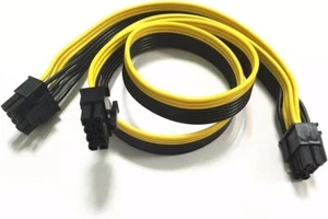 2X - PCIE 6 pin Female to Dual PCI-E 8 pin Power Cables Adaptor For GPU Splitter - Picture 1 of 6