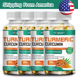 Turmeric Curcumin Highest Potency 95% 1950mg with BioPerine Black Pepper Extract - Picture 1 of 14
