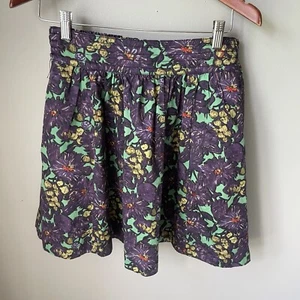 J Crew Womens Skirt Size 4 Purple Floral A-Line Cotton Above Knee Career - Picture 1 of 7