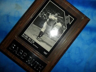 BABE RUTH / 1927 NEW YORK YANKEES OUTFIELD -  WOODEN PLAQUE - Image 1 of 4
