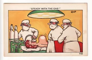 Surgeons operate on a woman with big boobs - c1960's comic postcard by Quip - Picture 1 of 2