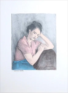 Raphael Soyer SEATED WOMAN PORTRAIT, PINK BLOUSE Plate Signed Lithograph Realism - Picture 1 of 3