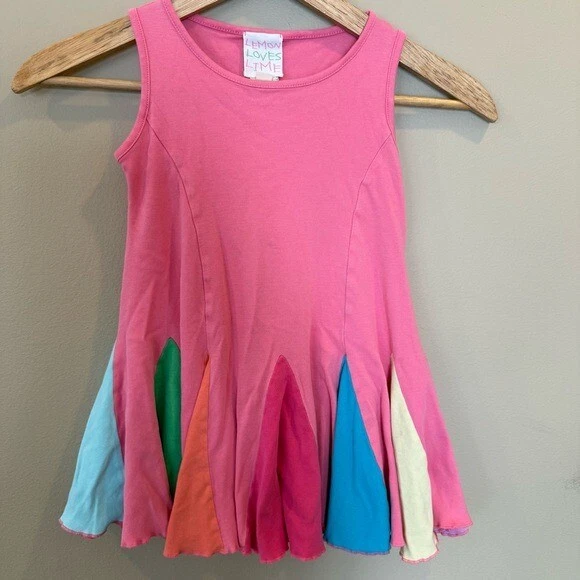 Vestido Lemon Loves Lima Rosa Carnaval Talla 4 Niñas Arco Iris Columpio Algodón Foto 1 de 4