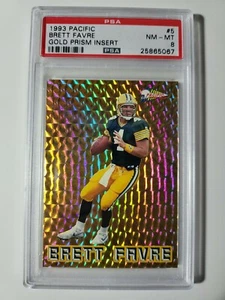 1993 Pacific Prism Brett Favre #5 GOLD PRISM INSERT graded PSA 8 card POP 3 - Picture 1 of 2