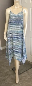 Neu mit Etikett Sanctuary ärmelloses blaues High-Low bedrucktes Kleid Small - Bild 1 von 2