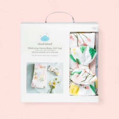 NUEVO EN CAJA ~ Cloud Island Welcome Home Baby Set de Regalo Muselina Manta Diadema Floral AR Foto 1 de 4