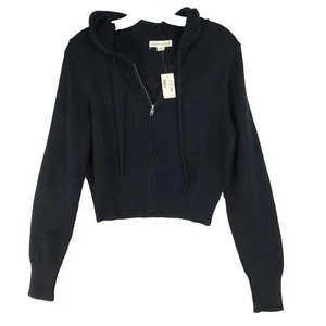 Aeropostale NEW NWT Zip Up Big Girls XL Cardigan Sweater Black Cropped Hood SOFT - Picture 1 of 12