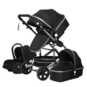 Trio Nero Passeggino Modulare 3in1 Telaio allumino-Ovetto-Carrozzina2in1 +OMAGGI - Foto 1 di 18
