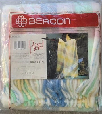 Manta acrílica Beacon Baby de colección nueva en paquete flecos tejidos a cuadros pastel 36 X 50 ENVÍO GRATUITO Foto 1 de 4