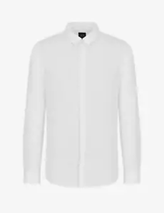 Armani Exchange Camicia Cotone Stretch Logo Tono Su Tono Bianco - Taglia S Uomo - Foto 1 di 2
