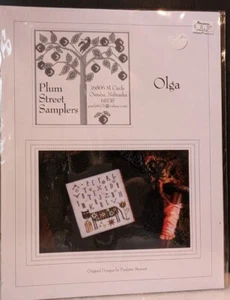 Plum Street Samplers OLGA Cross Stitch Chart Only black cat sampler / pumpkin - Picture 1 of 1