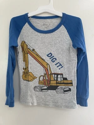 Top pij raglán manga larga gris azul 5T vehículo de construcción Dig It para niños pequeños Foto 1 de 4