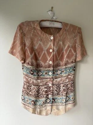 Vintage Funky Corset Lace Up Back Detail Blouse Size 10 - Image 1 of 4