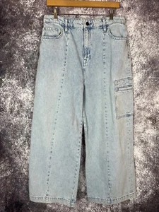 Triarchy Damenjeans 31 blau neu mit Etikett $ 298 hoher Bund Naht weites Bein City künstlerisch Y2k - Bild 1 von 13