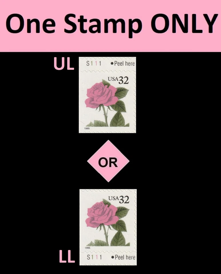 US 2492 Pink Rose 32c plate single S111 MNH 1995 - Image 1 of 1
