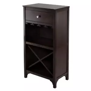 Winsome Wood Bar Cabinet Solid Composite 1-drawer Metal Knob Wood Dark Espresso - Picture 1 of 9