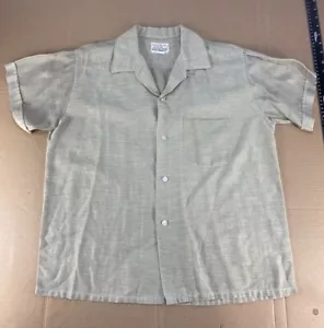 Vintage 50s 60s Transparent Loop Collar Rockabilly Hawaiian Camp Shirt Men Orlon - Picture 1 of 10