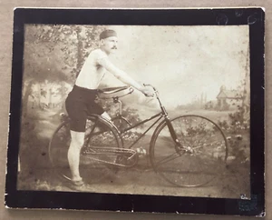Vintage PHOTO 1889 Bicycle Cyclist HOWARD CRAWFORD Champion Columbiana Co Ohio - Picture 1 of 11