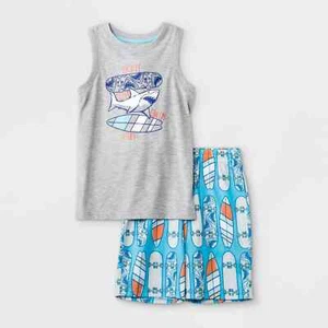 Boys Cat & Jack 2pc Shark Pajama Set Gray/Blue XS 4/5 BNWTS  - Picture 1 of 2