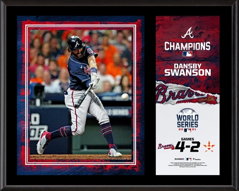 Dansby Swanson Braves 12" x 15" 2021 MLB WS Champions Sublimated Plaque Cover