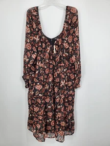 Madewell Plus Size 26W Amalia Tiered Pampas Blooms Dress Metallic Floral B3 - Picture 1 of 3