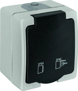 Schuko-Steckdose Feuchtraum grau IP54 - Bild 1 von 1