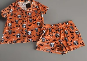 Peanuts Snoopy & Woodstock Halloween Mummy Velvety Pajama Short Set Size Med NWT - Picture 1 of 11