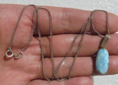 Pendente e catenina in argento con Larimar - Immagine 1 di 4
