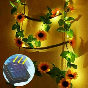 Solar Lights Outdoor Garden LED 5m Sunflower Fairy String Fence Garden Lamp - Picture 1 of 22